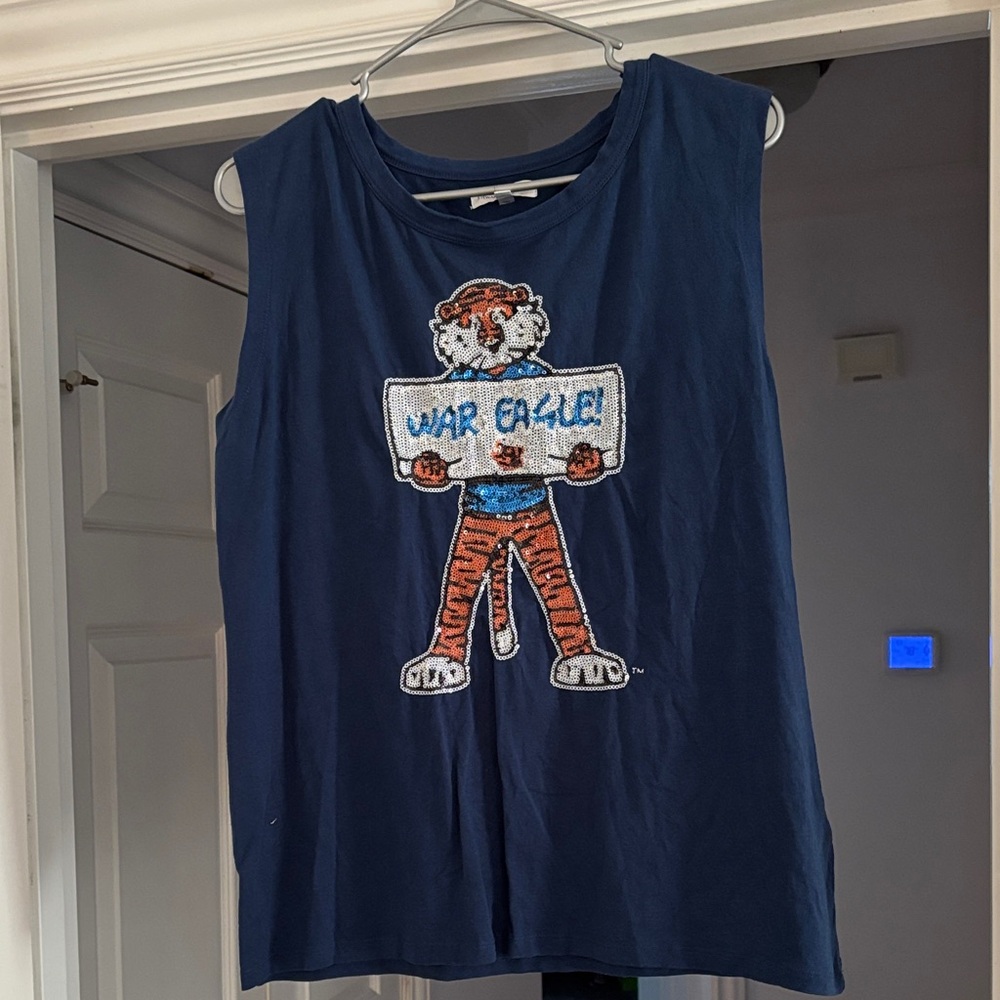 Navy Sleeveless Tiger Graphic Tank Top - Unbranded